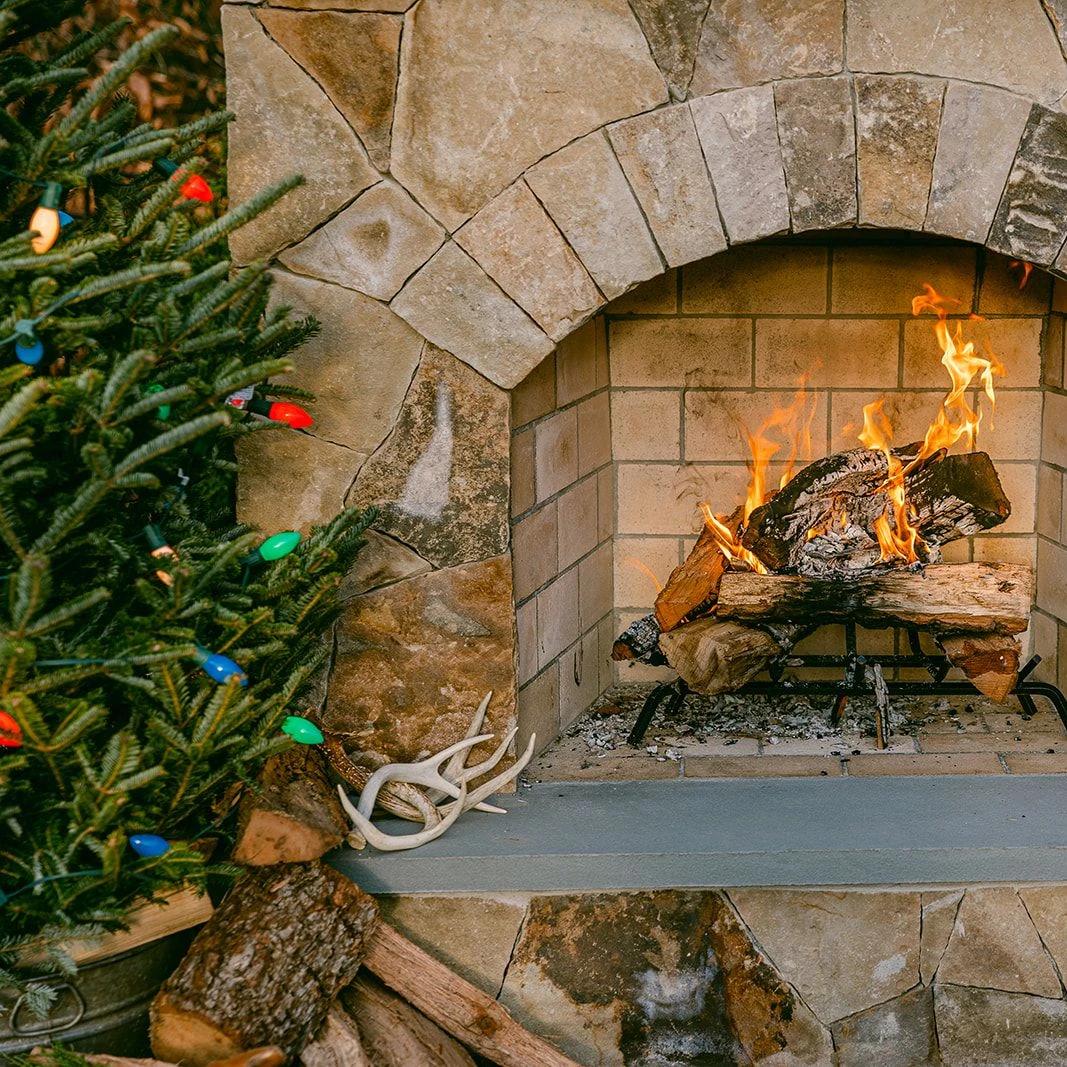 christmas tree by fire pit