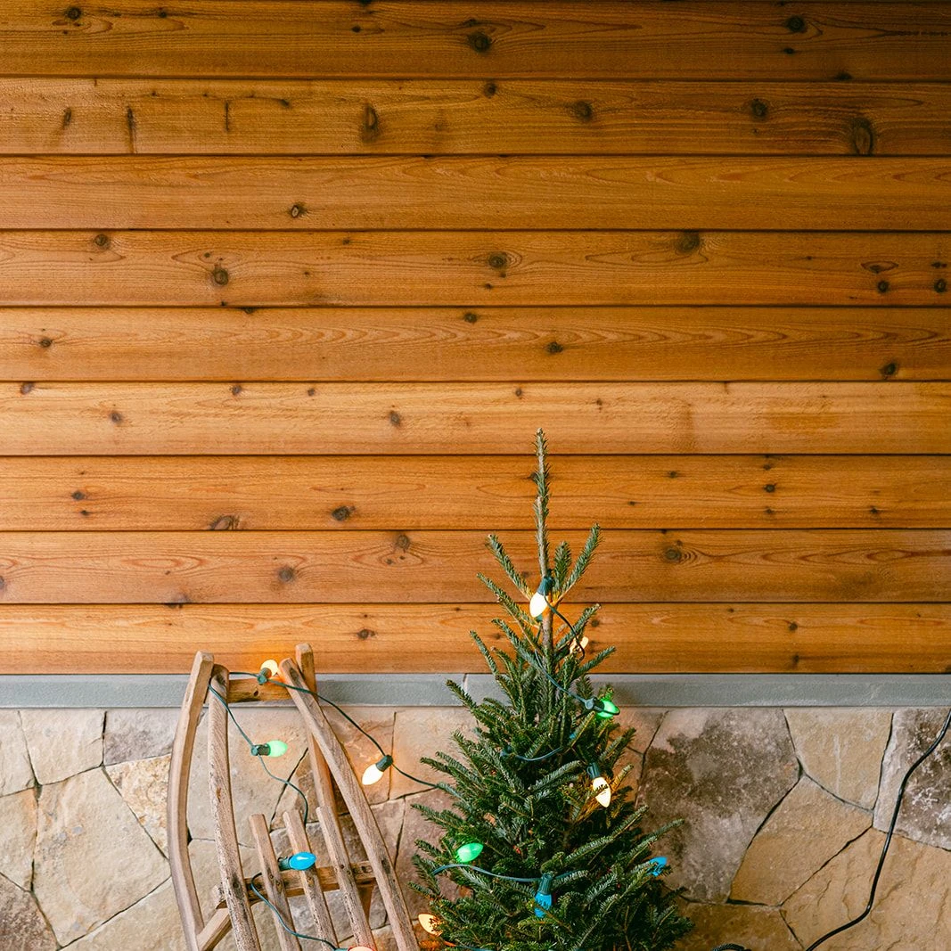 christmas tree with vintage sleigh