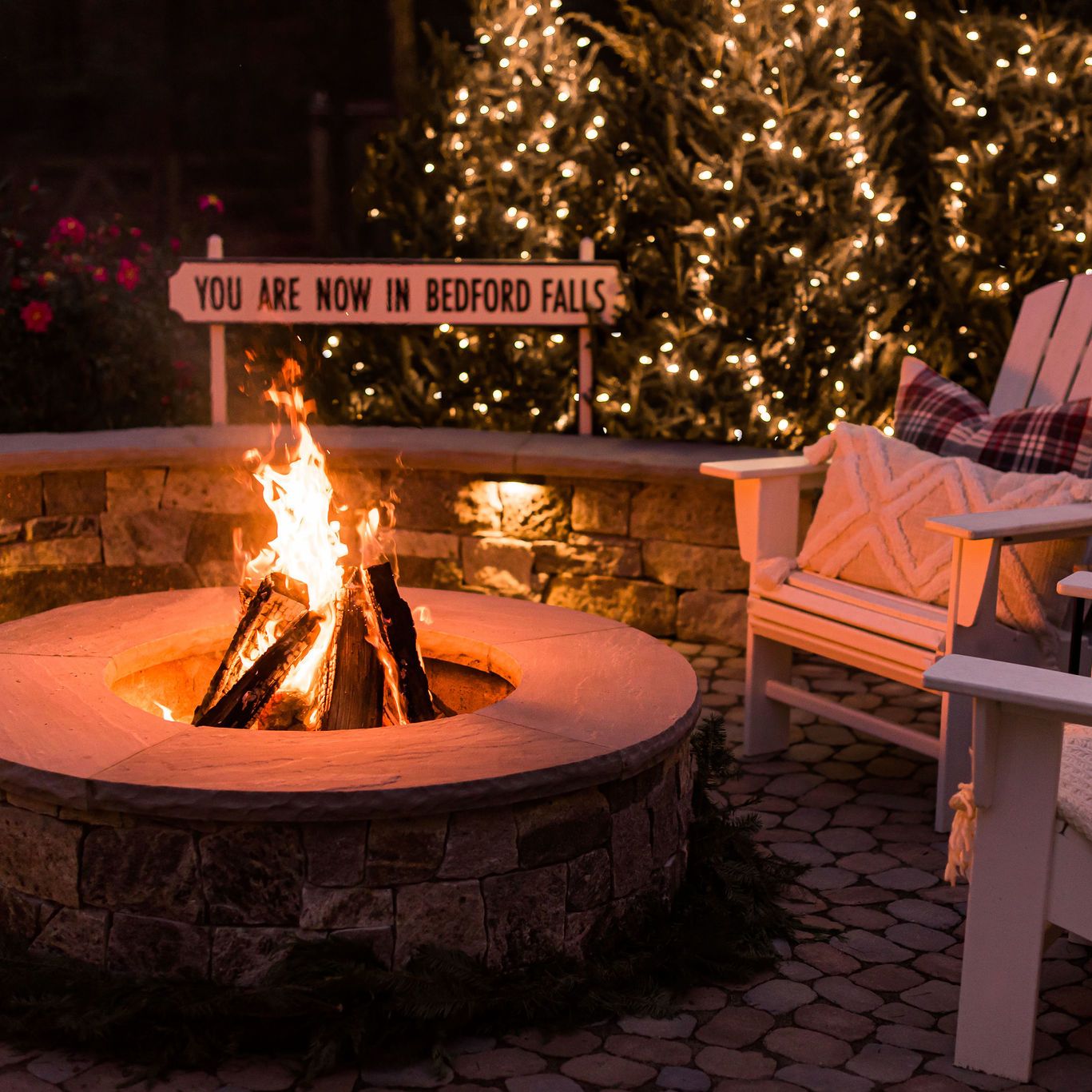 stone fire pit outside