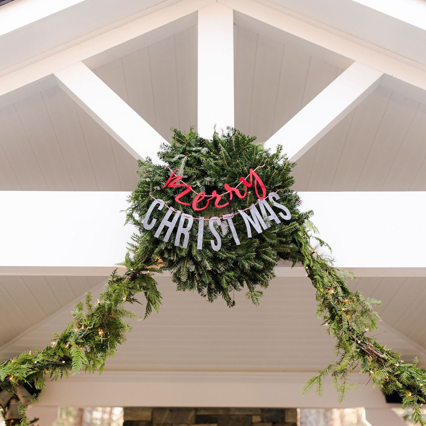 Christmas wreath on pergola